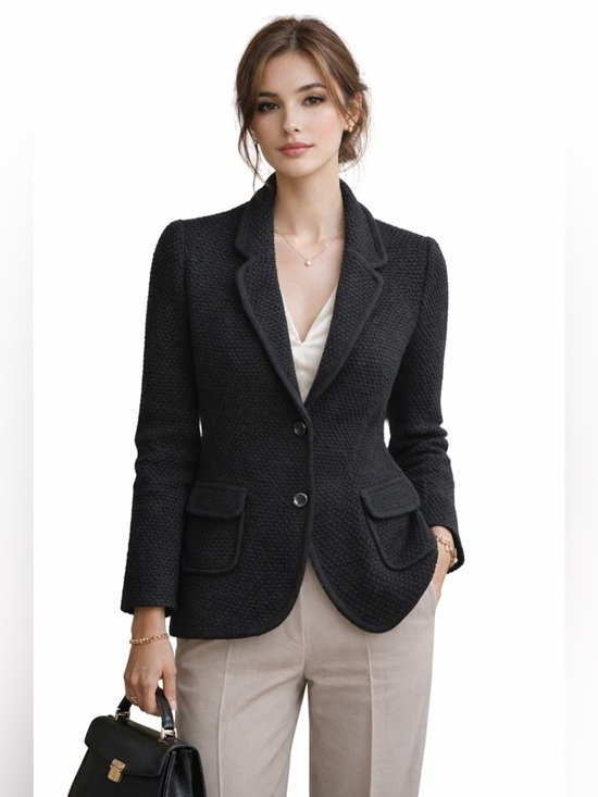 J. McLaughlin Jackets & Blazers - J McLaughlin Black Knit Sweater Blazer L Textured Quiet Luxury Jacket